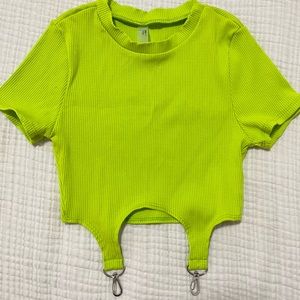 Green scoop neck shirt